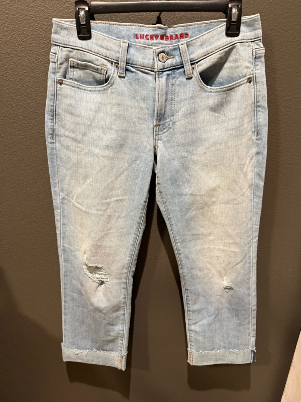 Lucky Brand Light Blue Distressed Cropped Jeans